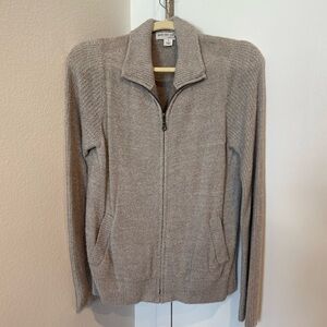 BAREFOOT DREAMS CozyChic Lite Full Zip Collared Jacket- Stone Grey, Size Small
